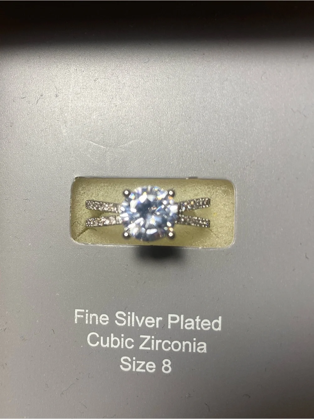 Classic Round Cubic Zirconia Split-Shank Ring in Silver - Size 8
